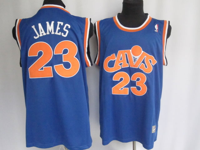 NBA Cleveland Cavaliers 23 Lebron James Blue Cavs Throwback Authentic Jersey